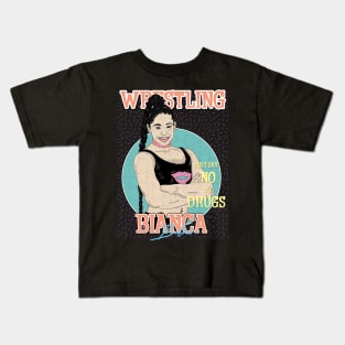 Artwork Bianca Belair Wrestling Aesthetic  // Just Say No To Drugs Kids T-Shirt